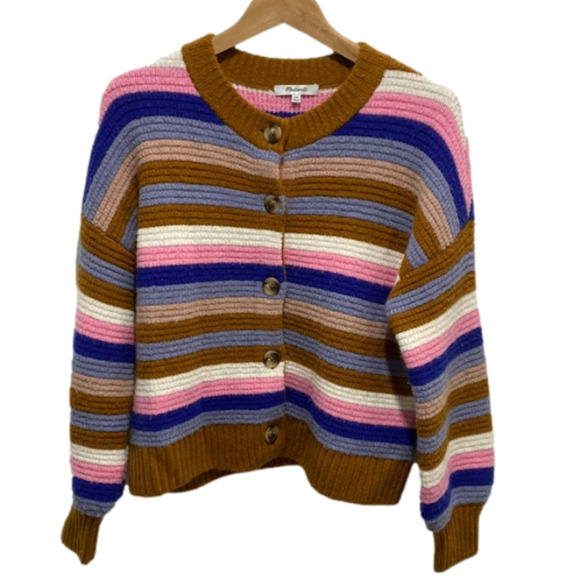 Madewell XXS Colorful Striped Cardigan Button Wool Blend Springview Card… - Picture 2 of 9